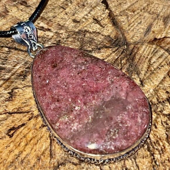 Chunky Rhodonite Pendant 2 1/2” - Picture 9 of 13
